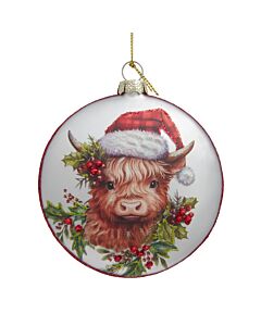 Highland Cow with Santa Hat Disc