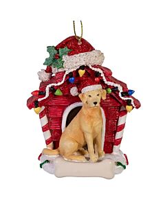 Yellow Labrador Retriever with Dog House