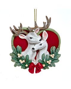 Mistletoe Deer Couple on Heart