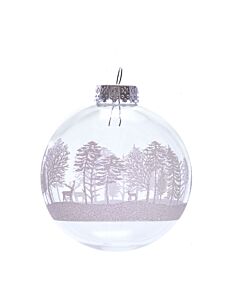 Clear Glass Ball With Tree Design Ornament