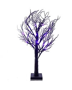 Purple LED Black Glittered Tabletop Tree