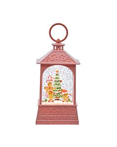 Lighted Gingerbread and Tree Swirl Lantern