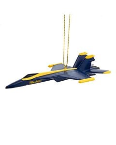 The U.S. Navy Blue Angels ornament by Kurt Adler showcases a finely detailed fighter jet painted in the squadron’s signature blue and gold. This striking keepsake celebrates the precision, pride, and thrilling spirit of the Navy’s legendary aerobatic team
