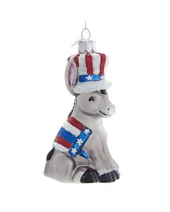 Political Donkey Glass Ornament