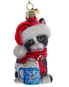 Noble Gems™ Black and White Kitten with Hot Cocoa