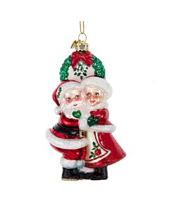 Noble Gems Mr. and Mrs. Santa Under the Mistletoe Ornament