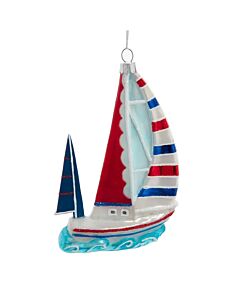 Noble Gems Red, White and Blue Sailboat Ornament