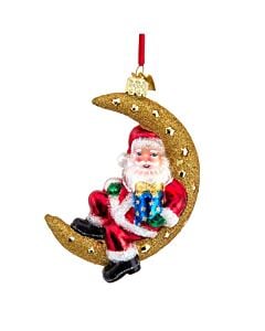 Noble Gems Santa on Moon Ornament