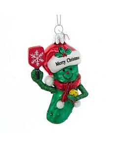 Noble Gems Pickleball Pickle with Santa Hat Ornament