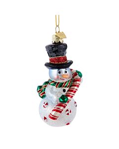 Noble Gems Snowman with Candy Cane Ornament