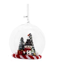 Candy Cane Snowman with Tree Globe