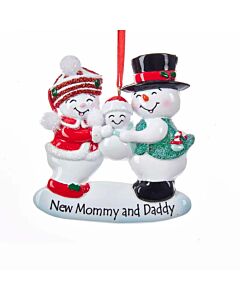 "New Mommy and Daddy" Snow Family Ornament