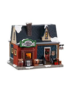Quaint rustic leather shop with a wood-beamed façade, displaying handcrafted saddles, belts, and bags in a sunlit window, inviting all to explore craftsmanship