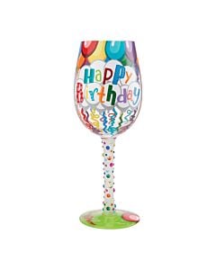 Birthday Streamers Wine Glass