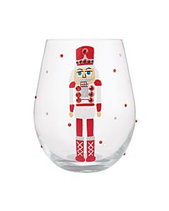 Red, White and Nutcracker Stemless Glass