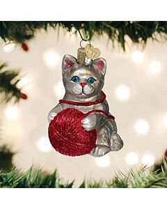 Grey Playful Kitten Ornament