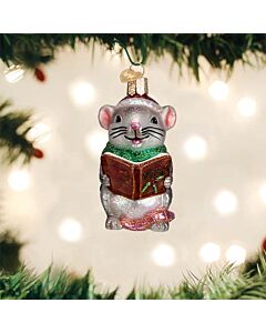 Grey Caroling Mouse Ornament