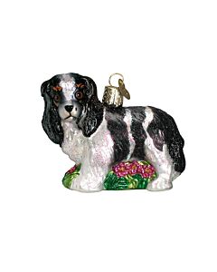 King Charles Spaniel Glass Ornament - White and Black Version