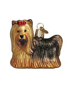Yorkie Glass Ornament