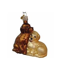 Puppy Love Glass Ornament