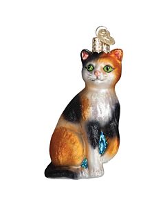Calico Cat Glass Ornament