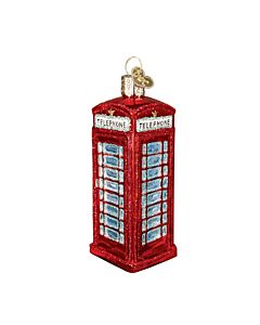 English Phonebooth Glass Ornament