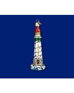 Holiday Lighthouse Glass Ornament