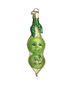 Two Peas in A Pod Glass Ornament