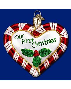 Peppermint Heart Glass Ornament