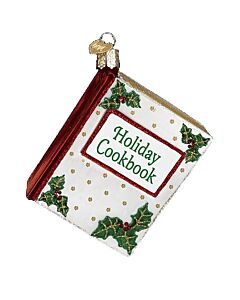 Christmas Cookbook Glass Ornament