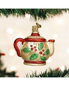 Holly Teapot Ornament