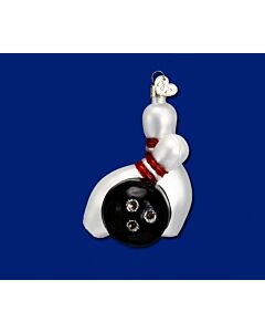Bowling Ball and Pins Glass Ornament