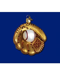 Baseball Mitt Glass Ornament