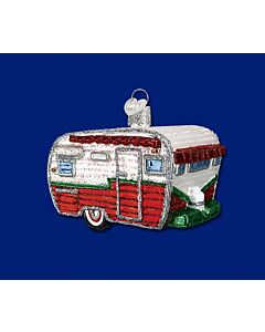 Travel Trailer Glass Ornament