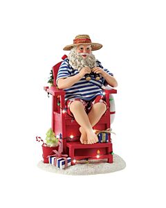 Santa takes a well-deserved vacation, but duty calls him to a brightly lit lifeguard stand overlooking the beach. He keeps a watchful eye on the shore, ensuring everyone stays safe and merry.