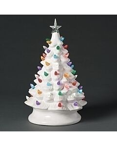 Lighted Vintage White Tree with Colored Bulbs, Large
