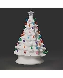 Lighted Vintage White Tree with Colored Bulbs, Small