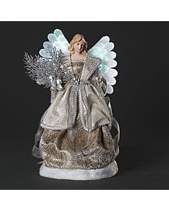 LED Angel with Fiber Optic Wings and White Dress