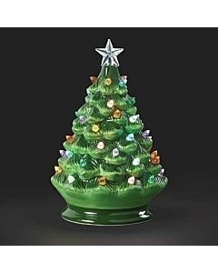 Lighted Vintage Green Tree with Colored Bulbs, Small