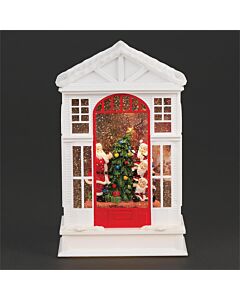 Lighted Swirl House with Santa Scene
