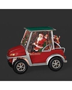 Lighted Swirl Golf Cart with Santa Driving