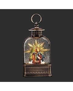 Lighted Swirl Lantern with Holy Family