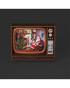 Lighted Swirl Musical Vintage Santa TV