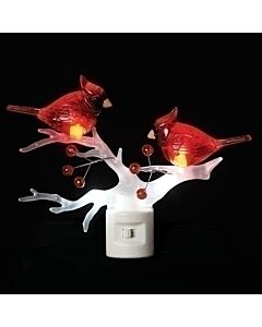 Lighted Cardinal on Branch Night Light