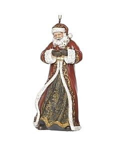 Cardinal Santa with Leaf Coat Ornament
