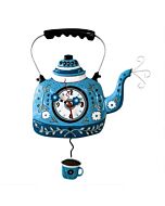 Blue Tea Kettle Clock