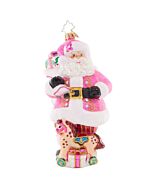 The Christopher Radko Think Pink Santa ornament shows Santa spreading love and support in a bright pink suit, honoring breast cancer awareness. This meaningful piece celebrates strength and hope while contributing to Breast Cancer Research.