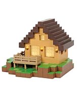 A Minecraft-inspired A-frame house styled like a clubhouse, designed with pixelated detail as a central structure in the collectible village series.