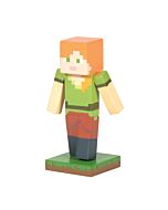 A block-style Alex figure from Minecraft, confidently posed with signature orange hair and teal attire, ready for any adventure in the village display.