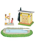 Department 56’s Pool Fantasye building brings Clark Griswold’s backyard pool daydream to life, complete with a lit pool house and in-ground pool. Featuring whimsical details and playful characters, this set adds humor and charm to any Christmas Vacation S